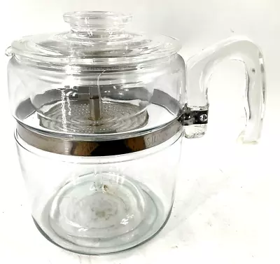 Vintage Pyrex Corning Flameware Glass Stovetop Percolator 9 Cup 7759 Coffee Pot. • $79.75