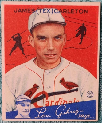 $59 • Buy 1934 Goudey James (Tex) Carleton St. Louis Cardinals Card # 48 Ex+