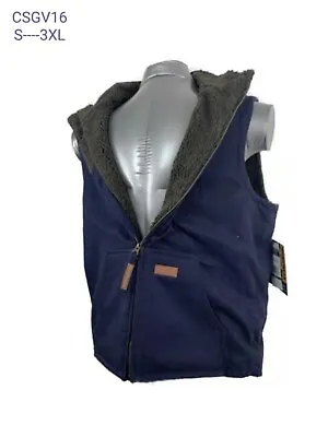 Men Sandstone Canvas Quilted Thermal Lined Work Duck Vest Industrial Winter Vest • $38.88