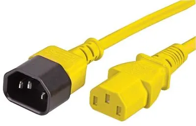 PRO ELEC - IEC Male C14 To Female C13 Extension Lead Yellow 2m 10A 250V • £8.50
