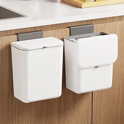 7/9L Wall Mount Waste Bin Kitchen Cabinet Door Cupboard Hanging Trash Can W/ Lid • £9.95