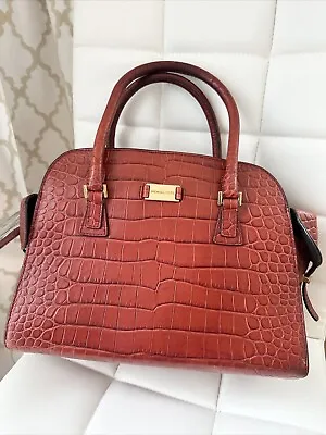 Michael Kors Red Croc Embossed Leather Gia Satchel Shoulder Bag Purse • $99.99