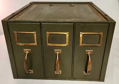 Vintage File Cabinet Military Green 3 Drawer 18 X 17 X 12 • $139.99