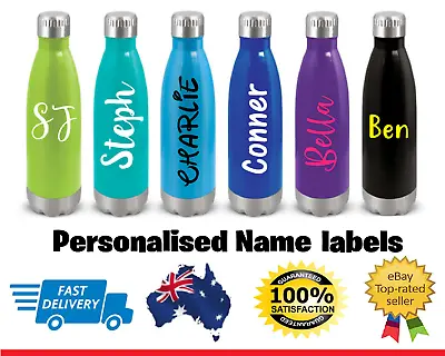 $4.20 • Buy Water Bottle Name Label Vinyl Sticker Kids Lunch Box Gym Drink Waterproof Decal