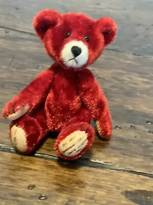 Sweet Chung Ming Wu Little Gem Teddy Bear Handcrafted 1996 RED • $13.99