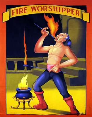 Poster Freak Geek Circus Worshipper Man Spitting Fire Vintage Repro Free S/h • $25.21