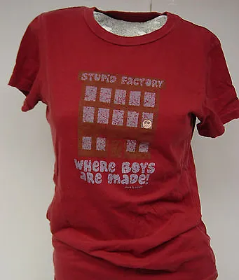 Womens Juniors David & Goliath Stupid Factory Distressed Red Tee T-Shirt  • £11.56