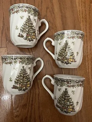 Queen’s Seasons Greetings Myott Archive Christmas Tree Porcelain Mug Cup Set 4 • $12