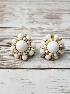 Vintage Clip On Earrings - Ornate Flower - 1  Wide • $13.99