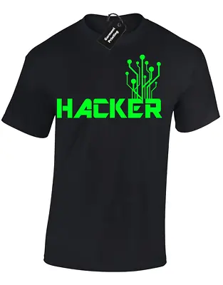 Hacker Mens T-shirt Cool Computer Programmer It Nerd Geek Code Coding Gamer • £7.99