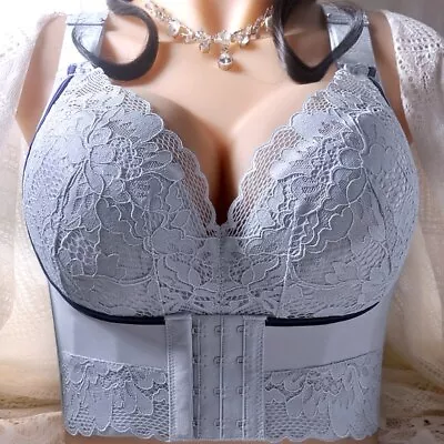 2023 Plus Size Sexy Deep U-shaped Seamless Underwear Women's Lace Bra • $48.87