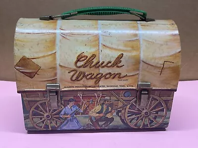 Vintage Chuck Wagon Dome Top Metal Lunch Box • $124.95