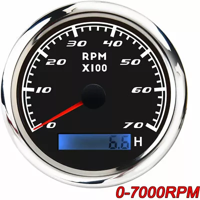 85mm Car Marine Boat Tachometer Gauge Digital Hourmeter Waterproof 0-7000RPM     • $27.20