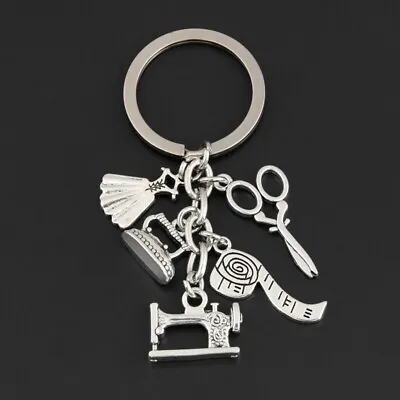 £3.20 • Buy Sewing Machine Measuring Tape Scissor - DIY - Keyring Keychain - Gift Accessory