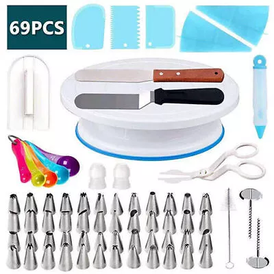 69 Pcs Cake Decorating Set Professional Cupcake Decoration Kit Baking Supplies • £19.78