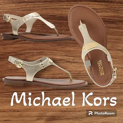 Michael Michael Kors Gold Plate Thong Sandal - Gold Metallic 8.5 Textured $85 • $33