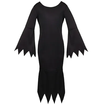 Childs Black Gothic Vampire Dress Maleficent Halloween Fancy Dress Costume  • £13.59