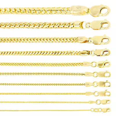 14K Yellow Gold Solid 0.9mm-6mm Franco Diamond Cut Round Chain Necklace 16 - 30  • $168.98