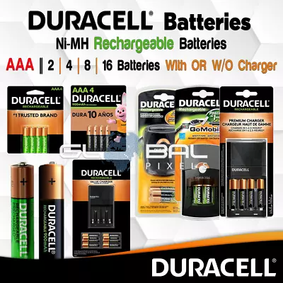 Duracell Rechargeable Batteries AAA 900mAh With Or W/O Fast Charger Lot NiMH NEW • $24.95