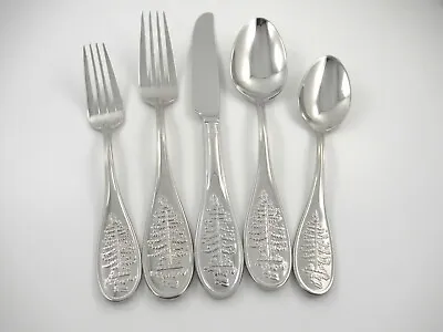 5 Pc Place Setting CHRISTMAS TREE (Large Tree) Spode Glossy Stainless Flatware • $89
