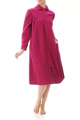 Ladies Givoni Cranberry Short Length Zip Dressing Gown Bath Robe (GB88) • £46.50