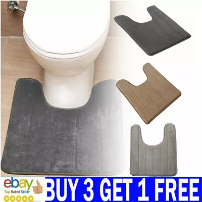 £6 • Buy U Shaped Non-Slip Bathroom Pad Rug Home Coral Fleece Bath Pedestal Toilet Mat