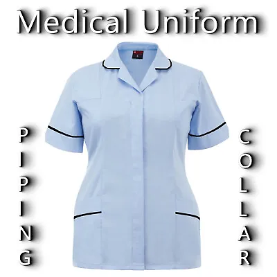 Healthcare Tunics Medical Scrubs PIPING COLLAR Uniform Nurses Hospital Scrubs  • £12.99