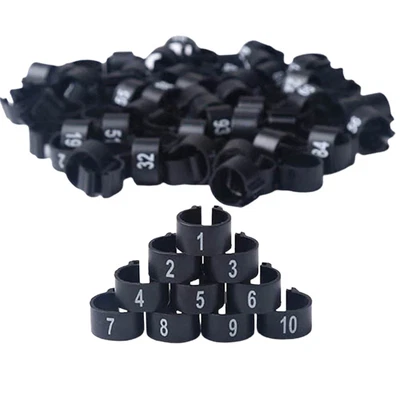 100Pcs Bird Leg Band Removable Number Mark Plastic Poultry Identification Band • £7.09
