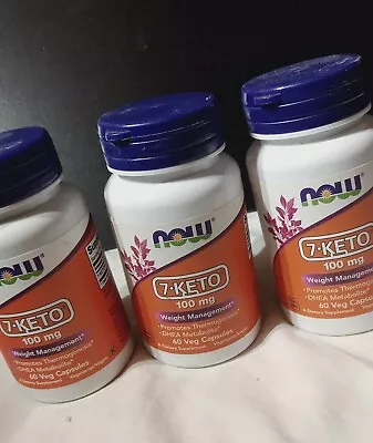 🌈LOT OF 3 ~ Now Foods • 7 KETO 100mg • 60 VCapsules• Free Shipping - Great Deal • $62.95