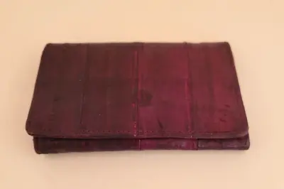 Eel Skin Slim Trifold Key Case Unisex Maroon Vintage 80s • $14.99