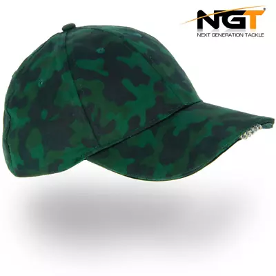 NGT Baseball Cap With Lights Carp Fishing Camo LED Hat Light Head Torch Camping • £6.49