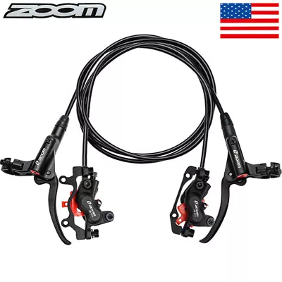 ZOOM 4-Piston Caliper Hydraulic Disc Brake Lever Set Front Rear 160mm Bike Rotor • $33.99