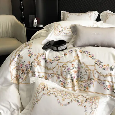 Bedding Set 4 Pcs Italian Luxury 100s Cotton Duvet Cover Bed Sheet Pillowslips • $188.10