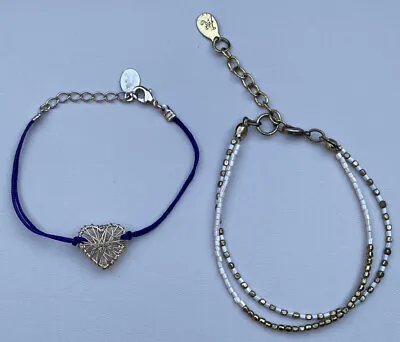 £0.99 • Buy Accessorize Bracelet Bundle - Gold/White Beaded And Blue/Silver Heart