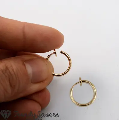 18K Gold Plated Stainless Steel Non-Piercing Clip-On Small Large Hoop Earrings • £2.99