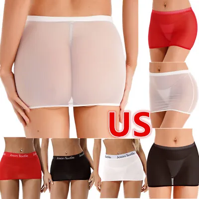 US Womens Sexy See Through Sheer Micro Mini Skirt Low Waist Slim Fit Hip Skirts • $7.27