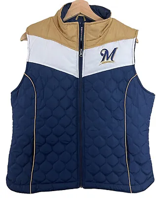 MLB Genuine Merchandise Milwaukee Brewers Quilted Vest Women's  XL EUC • $19.99