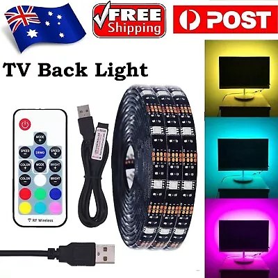 New LED Strip Lights USB 5050 RGB 3 Meter TV Back Lights Remote Kit For Bar Room • $21.49