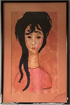 Amedeo Modigliani Vintage Italian Modern Cubism Woman Portrait Lithograph Old 65 • $1200