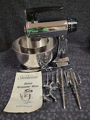 Sunbeam Deluxe Mixmaster Stand Mixer 2 Bowls Beaters Dough Hooks And Manual • $60