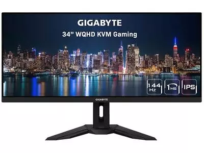 GIGABYTE M34WQ 34  144Hz Ultrawide KVM Gaming Monitor 3440 X 1440 IPS Display • $369.99