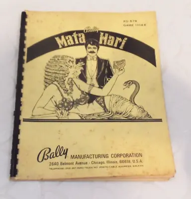 MATA HARI PINBALL MANUAL Book For Vintage Bally Solid State Arcade Game • $19.95