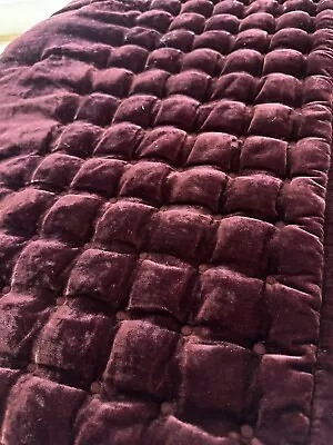 Martha Stewart Throw Blanket Quilt Tufted Velvet Twin Burgundy Christmas Macys • $59