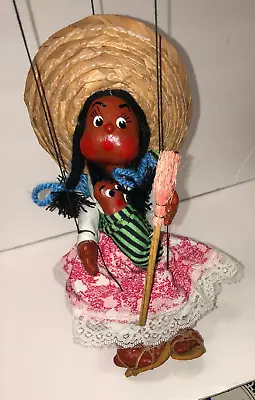 Vintage- 11 - String Puppet- Marionette- Mexican Folk Art - Senorita W Baby • $19