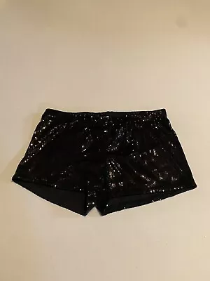 Sequin Shorts Womens M Black Glitter Tap Pants Short Strech • $15