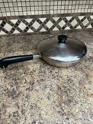 VTG 9 Inch Revere Ware 1801 Skillet Frying Pan Copper Bottom W/ Lid Rome NY • $30