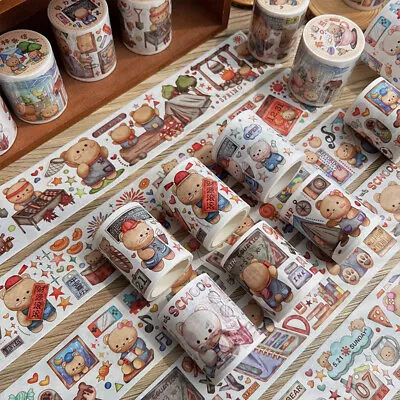 $5.99 • Buy Washi Tape Cute Teddy Bear Camping New Year Study Forest Relax