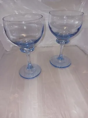 Vtg Libby Splash Wine Glass Set Of 2 Blue Water  • $9.50