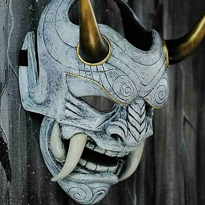 Japanese Hannya Demon Oni Samurai Noh Kabuki Prajna Devil Latex Mask Halloween • £13.39