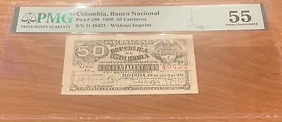 COLOMBIA BANCO NACIONAL 50 CENTAVOS 1900 P268 PMG 55 AU • $525